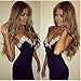 Mosunx Slim Womens Sexy Bodycon V Neck Floral Lace Evening Party Ladies Long Dress (XL, Blue)