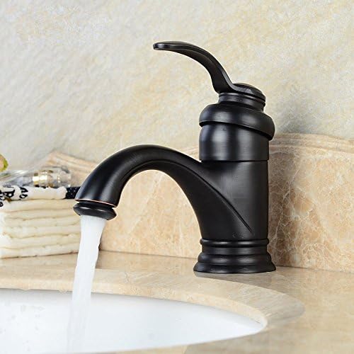 SADASD Grifo de lavabo de cobre para baño contemporáneo, de latón negro