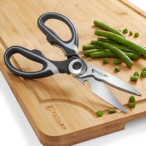 KUTLER 8" Premium Kitchen Shears - Ultra Sharp Stainless Steel Blades - Multipurpose Scissors for Cutting Herbs, Meats, Poultry, Vegetables & More - Thumbnail 2