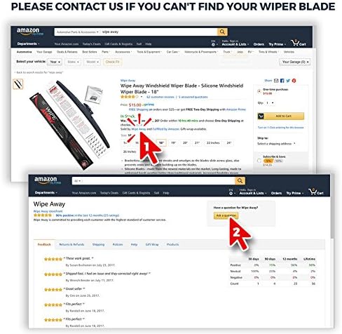 Wipe Away Windshield Wiper Blade - Silicone Windshield Wiper Blade - 17" (Pack of 1)
