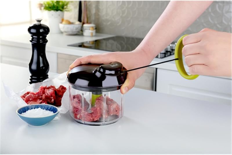 Tefal ingenio manual k13204 - picador manual sem fio com capacidade de 900 ml + 1 cabeça, picador manual de alimentos, sem eletricidade, base antiderrapante, lâminas em aço inoxidável