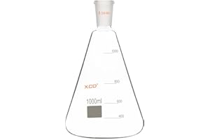 XCD Erlenmeyer Flask, Heavy Wall Borosilicate Glass Erlenmeyer Flask with 24/40 Standard Taper Outer Joint, 1000 ml
