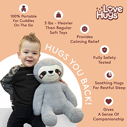 LoveHugs Weighted Stuffed Animals for Anxiety - 3.5lb Weighted Sloth Stuffed Animal - Toddler Sleep Aid & Stress Toy - Weighted Plushies, Waited Stuffed Animal