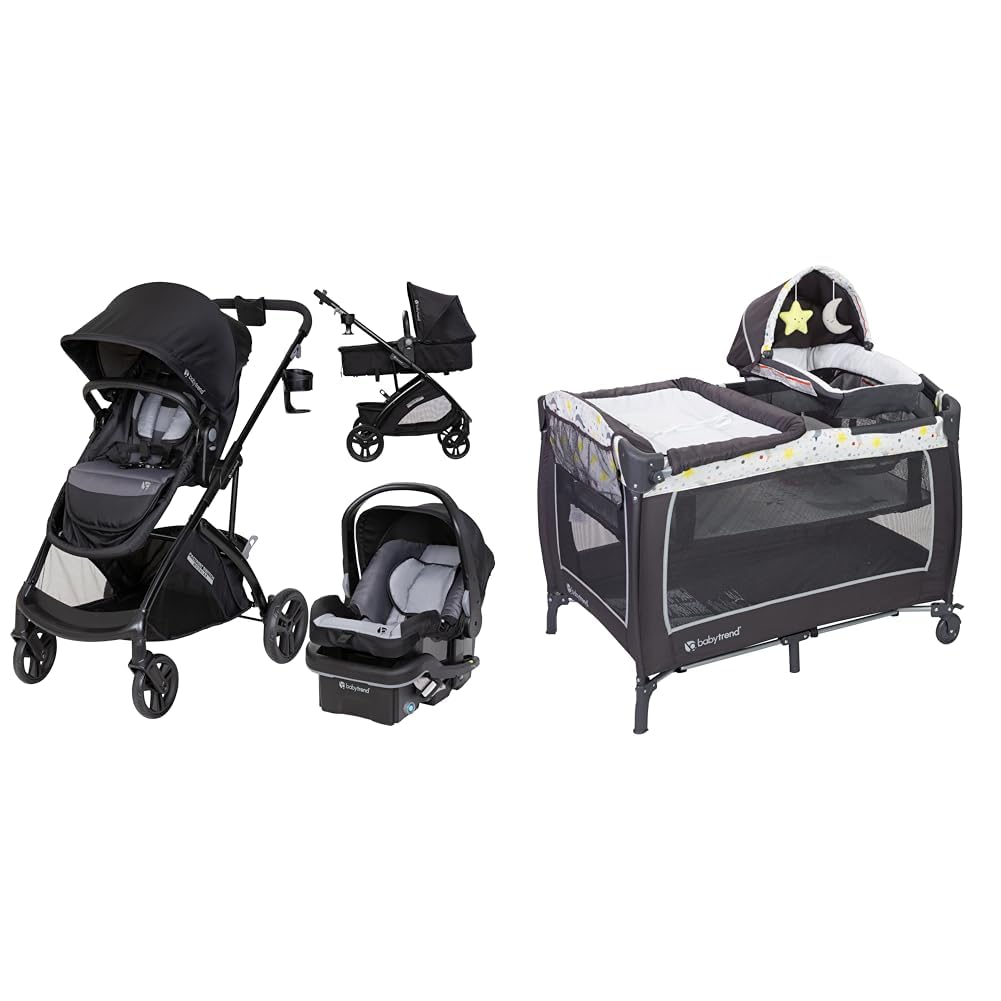 Baby Trend Passport Switch Modular Travel System, Bassinet & Car Seat Bundle with Lil' Snooze Deluxe II Nursery Center