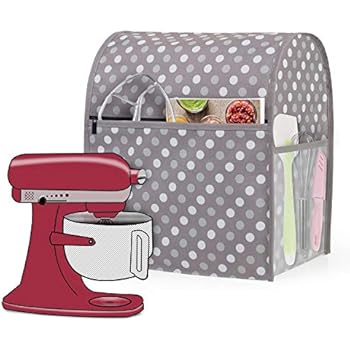 Luxja Dust Cover Compatible with 6-8 Quart KitchenAid Mixers, Dust Cover with Cloudy side Pockets for 6-8 Quart Stand Mixers and Extra Accessories, Gray Dots
