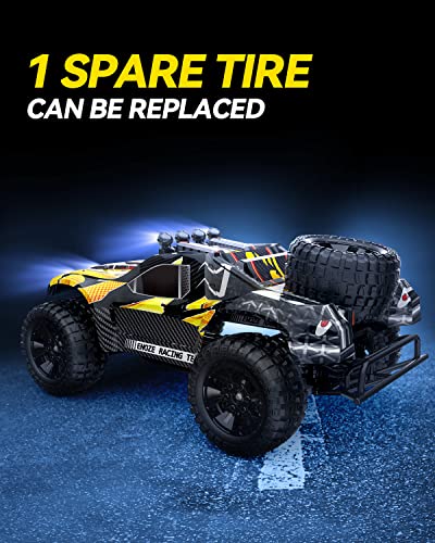 DEERC 9201E 1:10 Large Remote Control Truck with Lights, Fast Short Course RC Car, 48 km/h 4x4 Off-Road Hobby Grade Toy Monster Crawler Electric Vehicle with 2 Rechargeable Batteries for Adult Kid