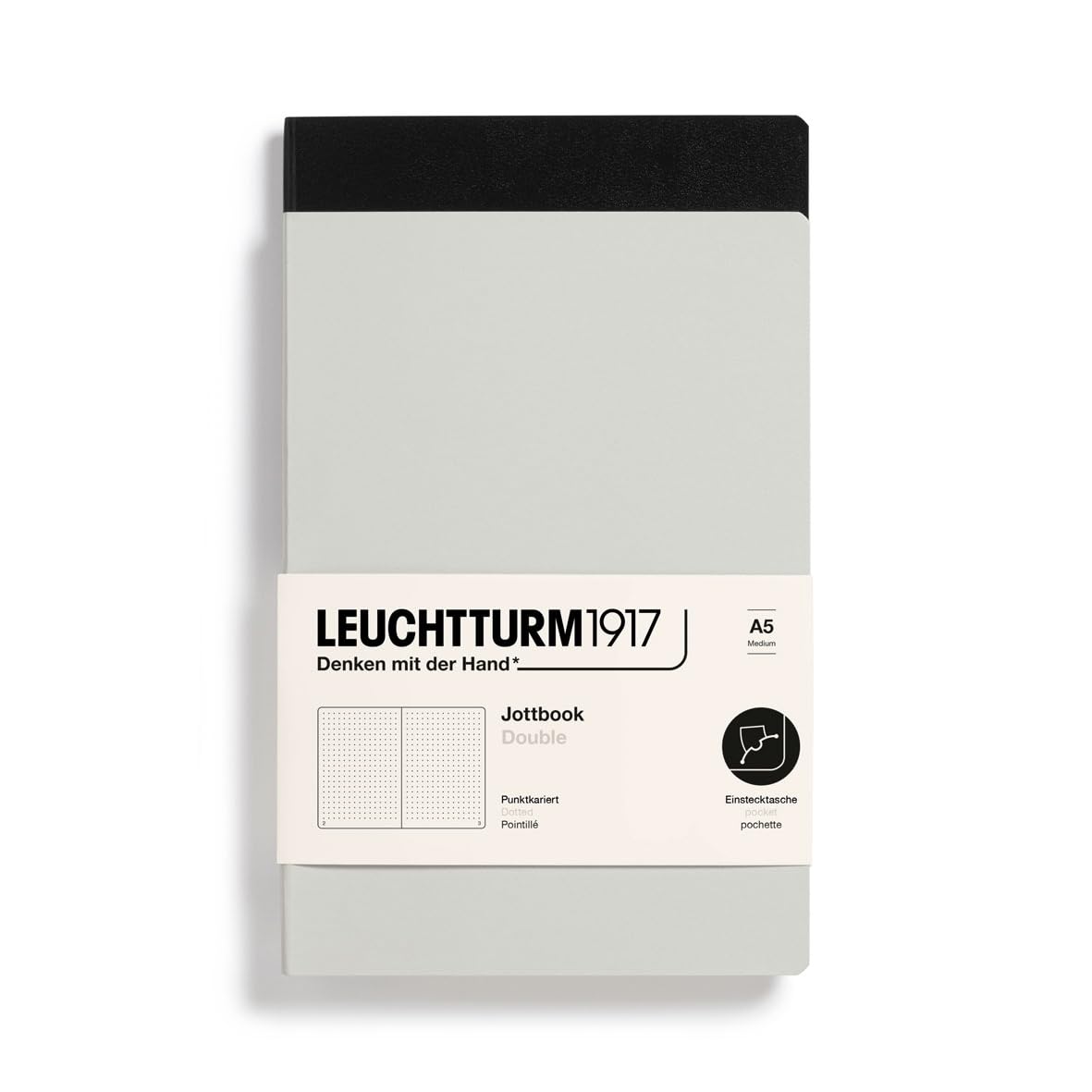 LEUCHTTURM1917 368187 Jottbook (A5), 59 Numbered Pages, Dotted, Light Grey and Black, Pack of 2 — image 1