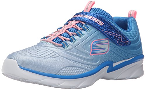 Skechers Kids Swirly Girl-81702L Gore and Strap Sneaker (Little Kid/Big Kid), Blue/Pink, 12.5 M US Little Kid
