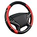 CAR PASS Line Rider Microfiber Leather Sporty Steering Wheel Cover Universal Fits for 95% Truck,SUV,Cars,14.5-15inch Anti-Slip Safety Comfortable Desgin (Black-Red)