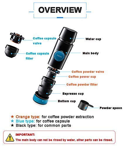 YXDEW 2 in 1 Kapsel & Boden Mini Espresso tragbare Kaffeemaschine Heiße und kalte Extraktion USB-elektrisches… – Bild 7