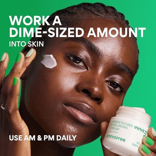 innisfree Green Tea Seed Hyaluronic Acid Cream with Barrier Boosting Complex & Ceramide, Hydrating Korean Face Moisturizer and Balancing Cream