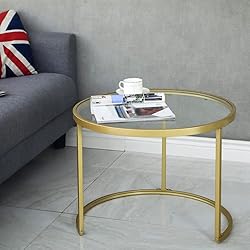 HEONITURE Gold Nesting Coffee Table Set of 2, Small