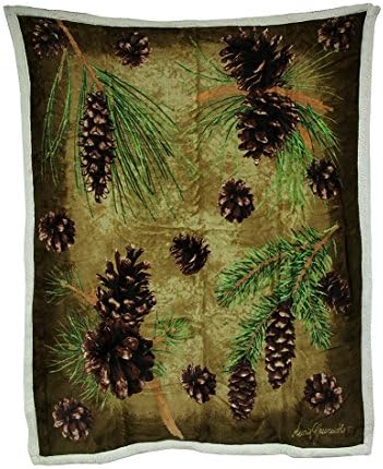Rustic Pine Cones Silky Soft Sherpa Double Layered Throw Blanket 50 X 60 Inch