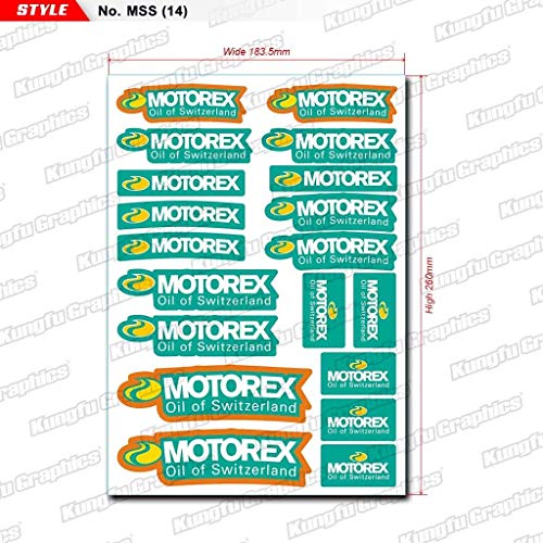 Kungfu Graphics Motorex Sponsor Logo Racing Sticker Sheet Universal (7.2x 10.2 inch), Green