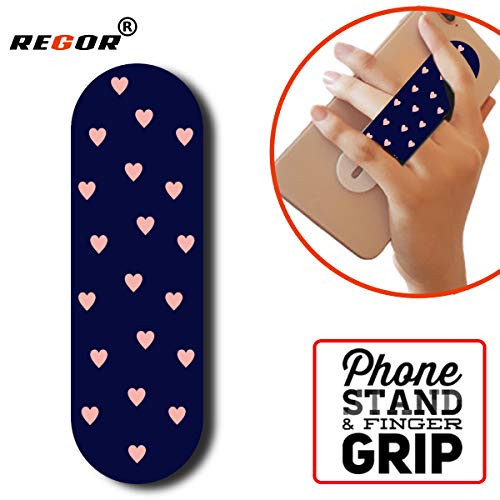 Regor Finger Grip/Selfie Holder and Mobile Stand for iPhones and Android Smartphones - Hearts