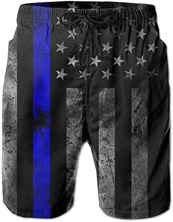 Thin Blue Line Men's Summer Beach Shorts Quick Dry Boardshort Swim Surf Trunks