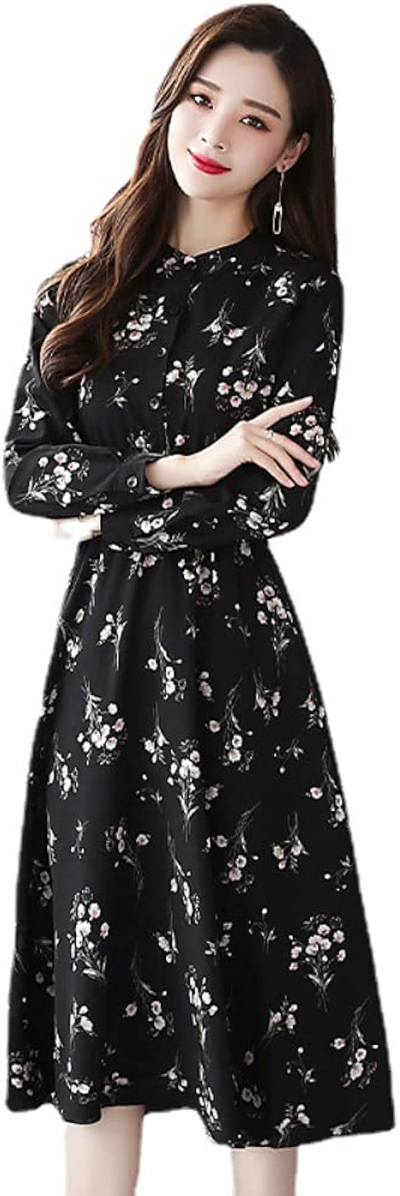 Amazon 小花柄ワンピース 春 夏 秋キレイめ 切替 Vネック ロング レディース 韓国語版 S Xxl オールインワン 通販