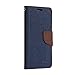 GMYLE Huawei Ascend P6 Case, Wallet Case Classic for Huawei Ascend P6 - Navy Blue & Brown Cross Pattern PU Leather Slim Wallet Case Flip Stand Cover