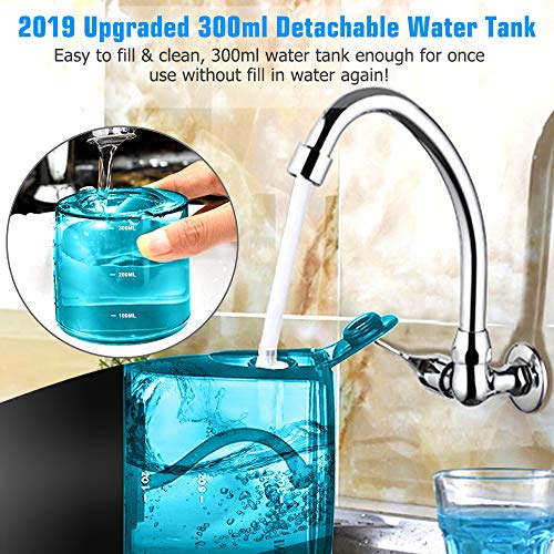 Cordless Water Flosser Oral Irrigator, Nicefeel 300ML 2 Tip Case Portable and Rechargeable Water Flossing for Travel, IPX7 Waterproof 3 Mode Teeth Cleaner with Tongue Cleaner, 4 Jet Tips for Home - Thumbnail 5