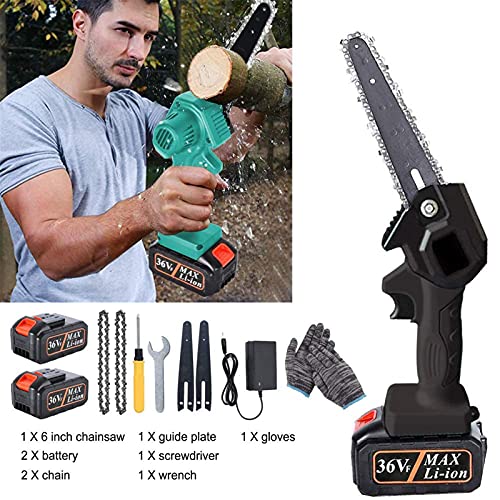 LUSTAR Akku Kettensäge 36V 6 Zoll Mini Kettensäge, Mit 2 Batterien Und 2 Kette für Gartenbaum Landwirtschaft Ranch Bäume… – Bild 8