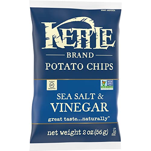 KETTLE BRAND POTATO CHIPS, SALT & VINEGAR KETTLE CHIPS, SNACK BAG, 2 OZ