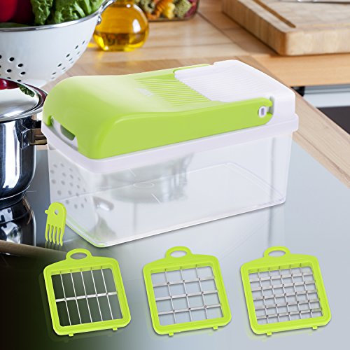 Benewell Vegetable Chopper, Kitchen Veggie Fruit Dicer Slicer, Food Cutter with 3 Interchangeable Blades Set, Food Container and Cleaning Brush for Onion, Potato and More - No-Mess Kitchen Gadgets - Thumbnail 5