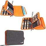 BUBM Universal Double Layer Travel Gear Organizer / Electronics Accessories Bag / Battery Charger Case (Large, Grey and Orange)