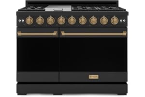 Gordon Ramsay by THOR Kitchen 48 Inch Professional Gas Range with Double Oven in Black/Bronze
