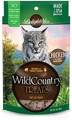 Delightibles Wild Country Meats Treats for Cats, Made in the USA, Chicken &amp; Turkey, 2oz