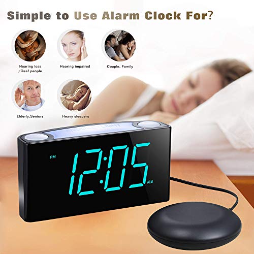 ROCAM Extra Loud Alarm Clock with Bed Shaker, Vibrating Alarm Clock for Heavy Sleepers Deaf