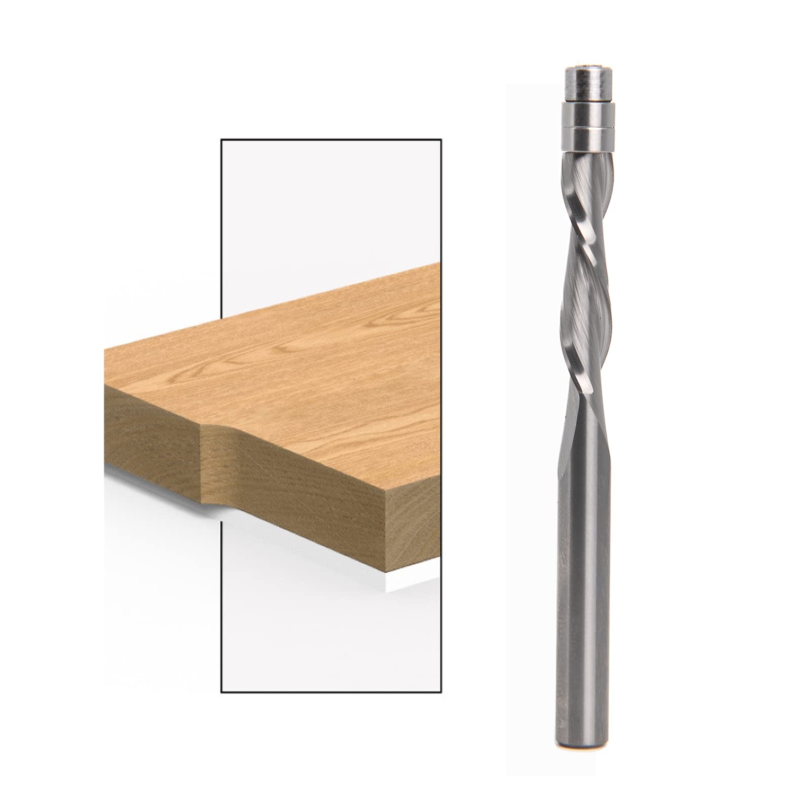 Sinoprotools Spiral Flush Trim Router Bits, Solid Carbide Flush Trim Router Bits, 1/4" Shank Down-Cut 1/4"X1/4"X1-1/8"X3"(1 Bits)
