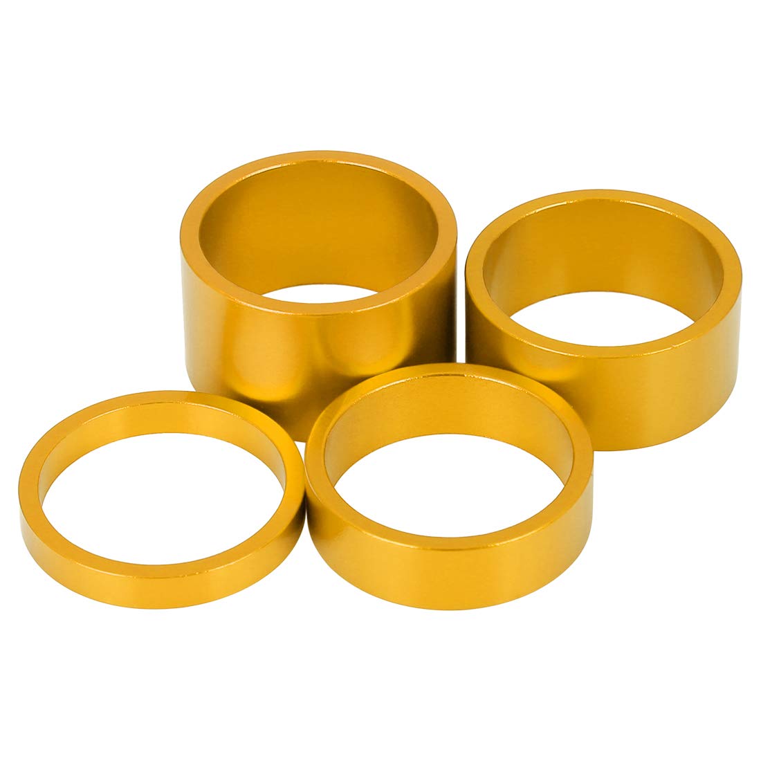 X AUTOHAUX 4pcs Bicycle Headset Spacer Gold Tone Fit 11/8inch Stem 5 10 15 20mm