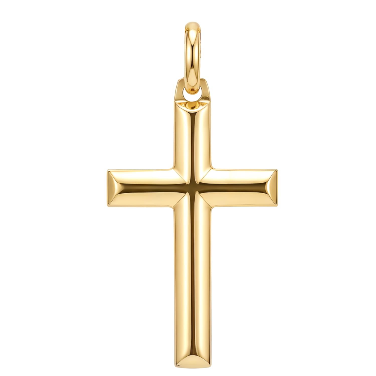 Alexander Castle Solid 9ct Gold Cross Necklace Pendant for Women & Men - Cross Charm with Jewellery Gift Box - PENDANT ONLY - 34mm x 22mm