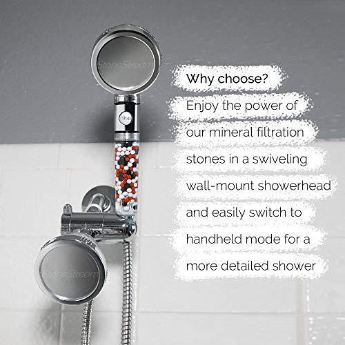 Original StoneStream EcoPower High Pressure Handheld Shower Head + Wall Showerhead Combo