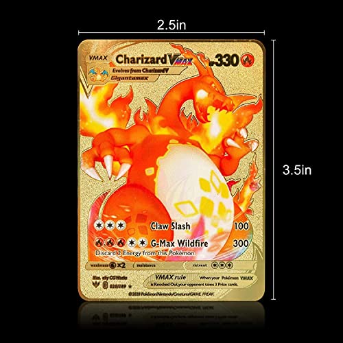 Golden Pokemon Cards 58 pcsTCG Gold Cards，Rare Cards GX Rare V Series CardsVmax GoldFoil Cards- for Kids, Fans & Collectors