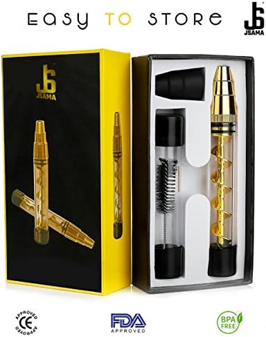 Twisty Glass Blunt Bundle - Mechanical Adapter for Dry Herb Leaves, Tabacoo, Tea, Grains, Spices, Coffee Beans, Innovative Espresso Machine With Premium Accessories By JSAMA