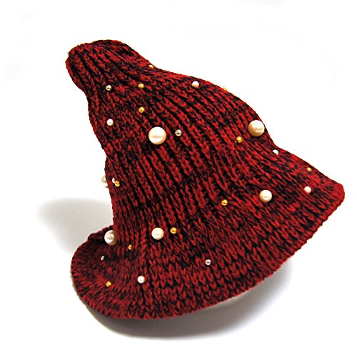 HCONECTION H Connetion Women's Winter Warm Soft Fleece Lined Knitted Shine Pearl Red Color Ski Beanie Hat Cap Winter Knit Hats Red US Onesize (Red)