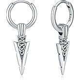 MEDWISE Unisex Hoop Earrings 925 Sterling Silver Arrowhead Earrings Viking Punk Hip Hop Jewelry Christmas Gifts for Men Women