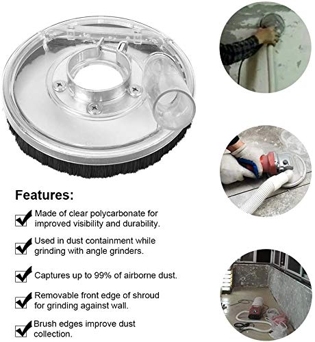 Universal Dust Shroud For Angle Grinders - Clear Polycarbonate 80-125mm Diameter