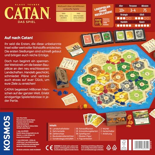 KOSMOS 684655 Catan - Das Spiel, Basisspiel Siedler von Catan, Strategiespiel für 3-4 Personen ab 10 Jahren, Brettspiel-Klassiker, Familienspiel, Gesellschaftsspiel 2