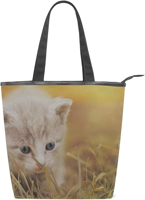 Your Home Canvas Tote Bags Cat Cute Cat Baby Kitten Pet Top