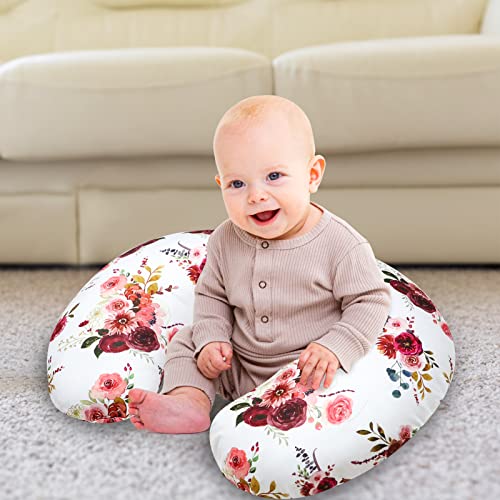 SWESEN Floral Nursing Pillow Cover for Baby Girl, Soft Organic