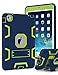 iPad Air 2 Case,iPad 6 Case,TIANLI(TM) ArmorBox [Three Layer] Convertible [Heavy Duty] Rugged Hybrid Protective with Kickstand Case for iPad Air 2,Navy Blue/Lemony Yellow