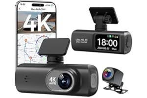 milow Osmos Dashcam Pro 4K+1080P Front Rear Dash Cam, WiFi GPS, 64GB Card Included, 24-Hour Parking Monitor, Night Vision, 17