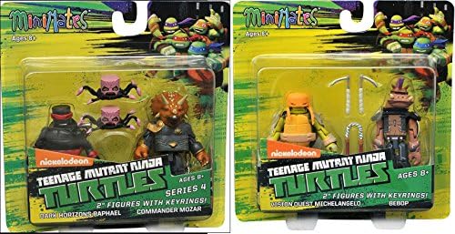 Comic Heroes Marvel Minimates Teenage Mutant Ninja Turtles 2 Series 4 2 inch Mini Figure - Dark Horizons Raphael and Commander Mozar + Mikey and Bebop