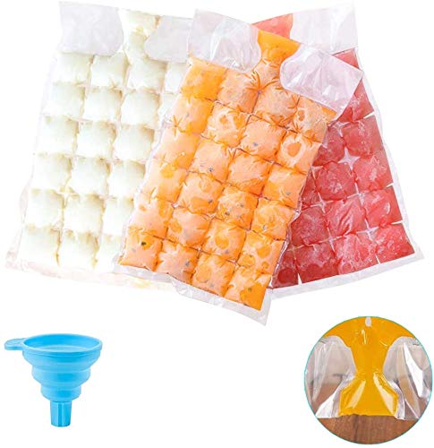 Disposable Ice Cube Bags, 30 Pcs Ice Cube Freezer Bags,720 Ice Cubes,Food Grade PE Ice Cube Mould Trays, Self-Seal Faster Freezing Make