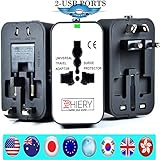 European Adapter by [PHIERY] International Travel Charger & World AC Wall Outlet (USA, US, UK, EU, AU, Europe, Asia) Dual USB to 2.1A 1.0A, Traveling Accessories Pouch - Better Your World (White)