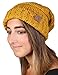 Funky Junque Women's Winter Warm Oversized Slouchy Beanie Soft Chunky Cable Knit Hat One Size Fits Most - Confetti Mustard Design