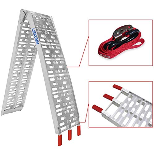 LIEKUMM 1x Klappbar Auffahrrampe, 340kg Faltbare Alu Verladerampe, 222.5CM Motorradrampe für Motorrad oder Mofa – Bild 3