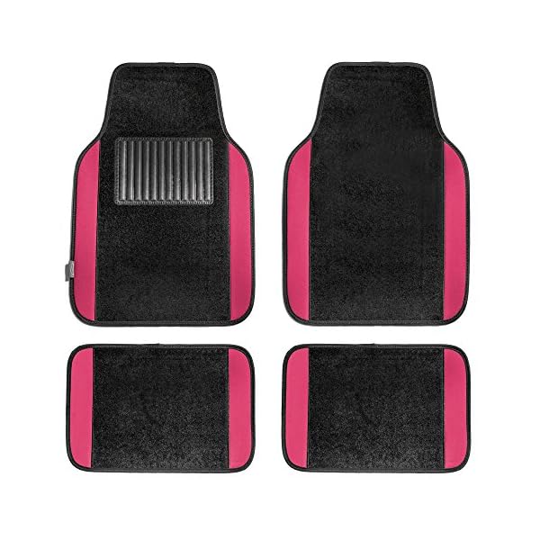 FH Group - FH-F11300 F14407PINK Premium Full Set Carpet Floor Mat (Sedan and SUV with Driver Heel Pad Pink)